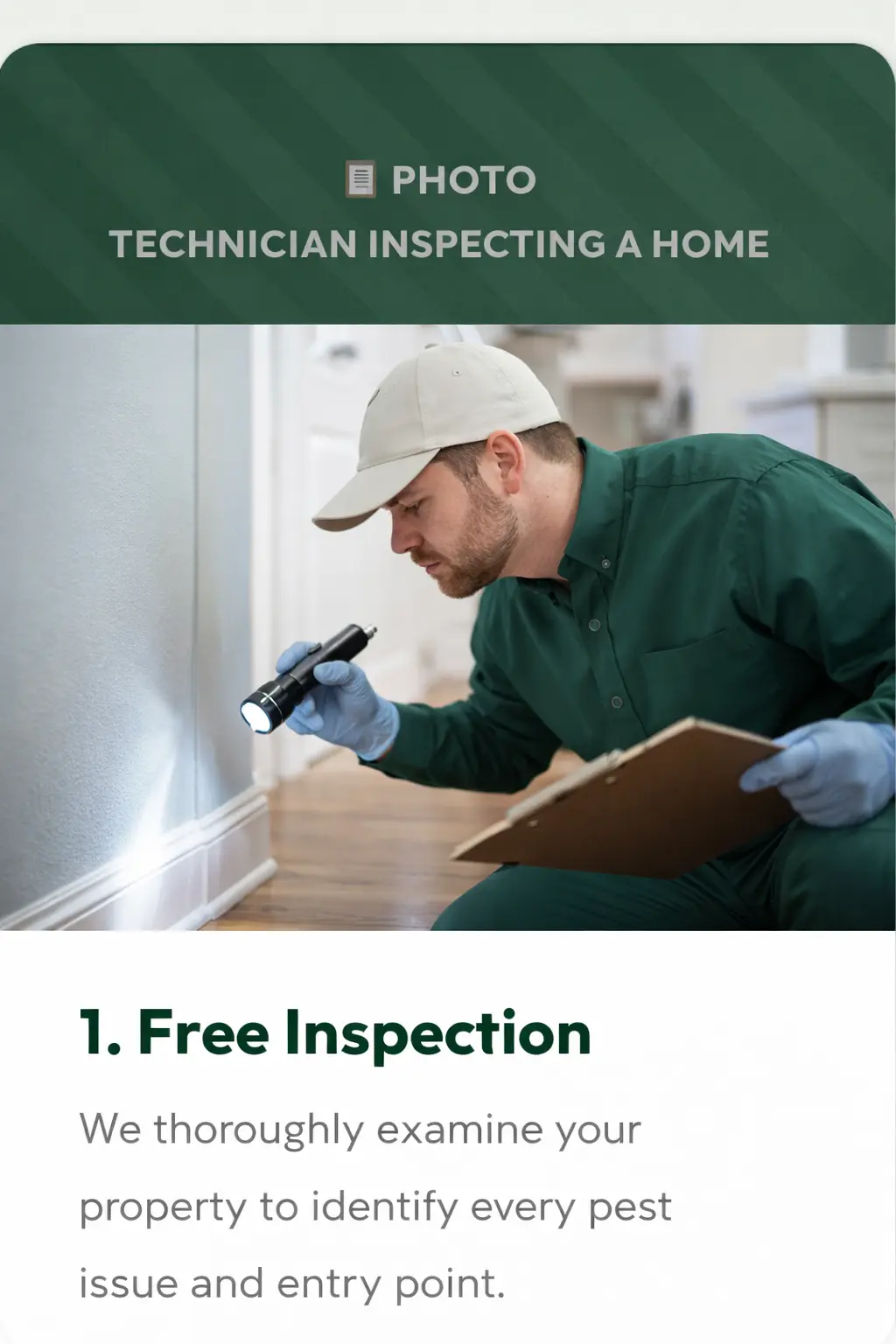 Free pest inspection — Wernex technician inspecting a home